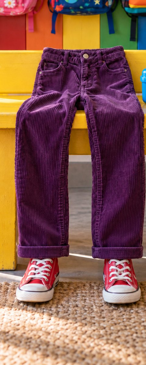 After: the corduroy trousers taken up to the right length