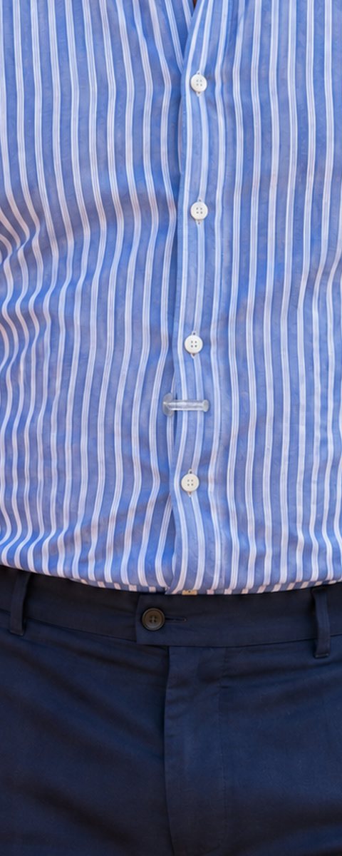 After: the striped shirt closed flat