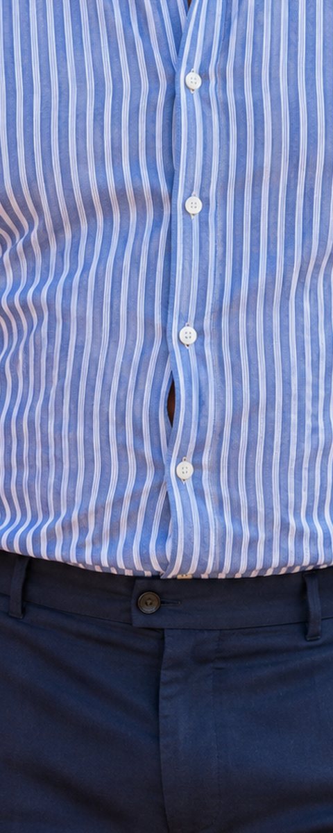 Before: a striped shirt gaping between buttons